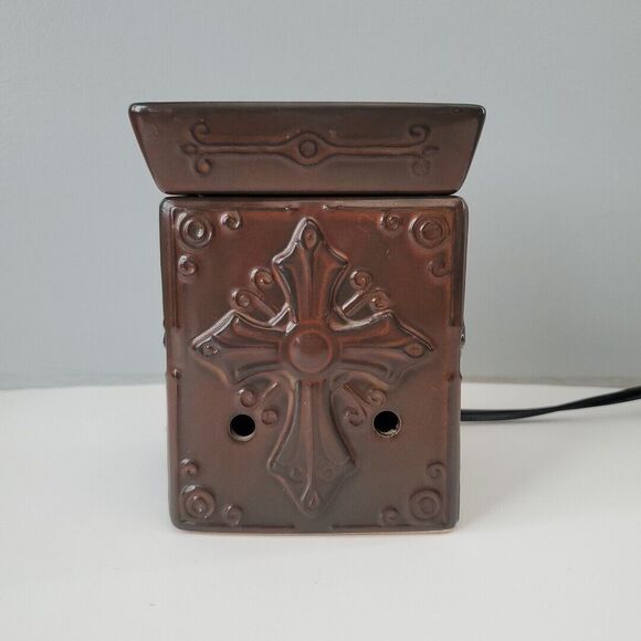 Scentsy Brown Hope Cross Celtic Full Size Electric Candle Wax Warmer Retired - Picture 6 of 11